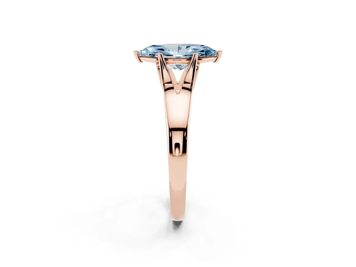 Fancy Blue Marquise Cut Solitaire Diamond Ring with Cathedral Band and Four-Prong Setting Rose gold