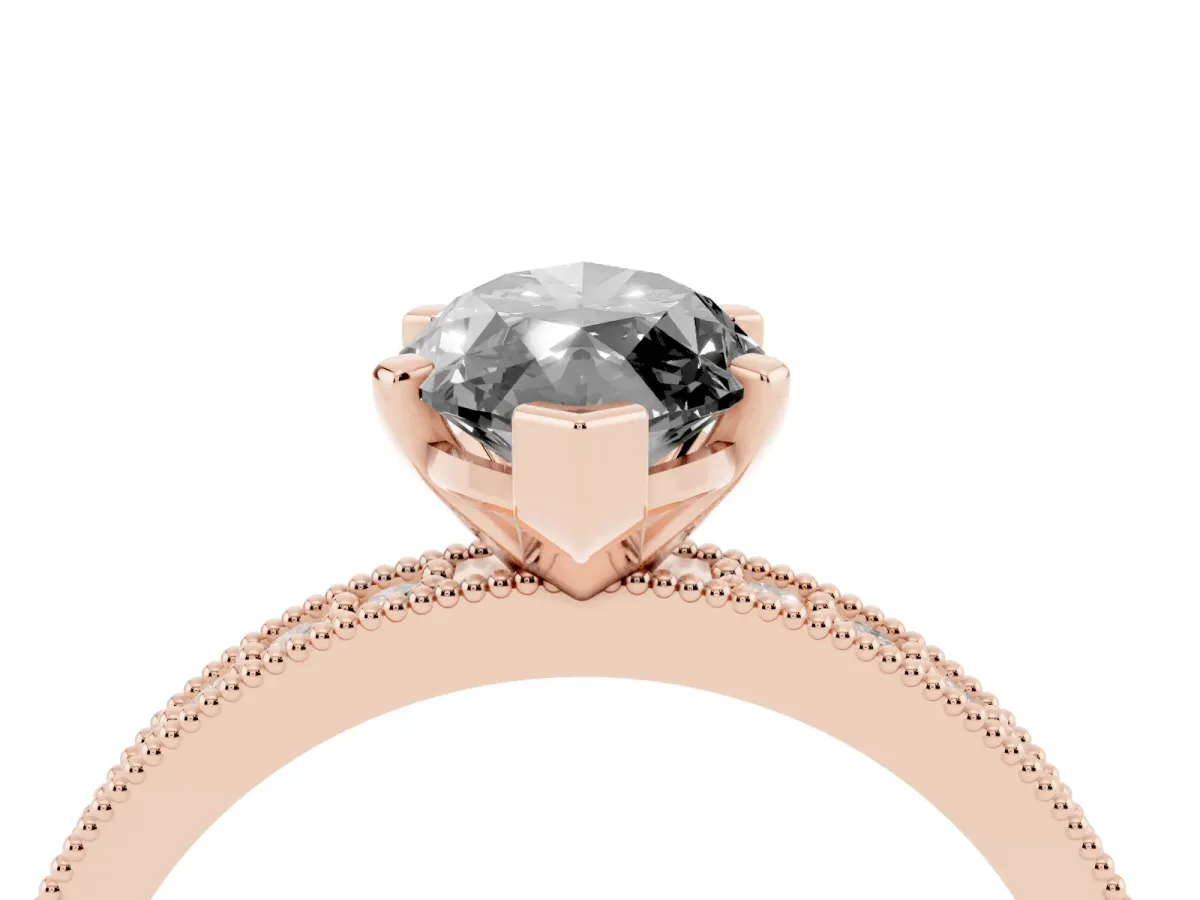 Fancy Black Marquise Cut Diamond Milgrain Pavé Engagement Ring with Four-Prong Setting Rose gold