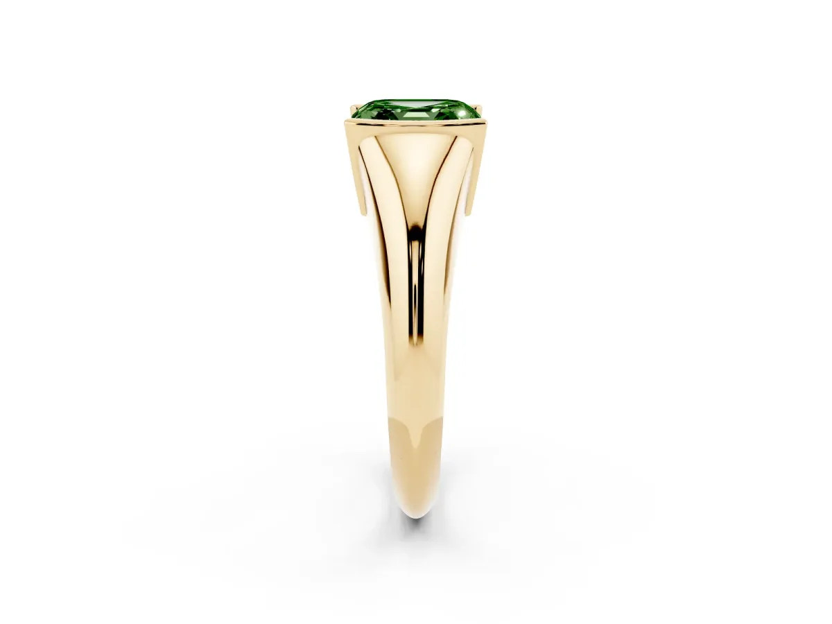 Fancy Green Asscher Cut Solitaire Tension Set Diamond Ring Yellow gold