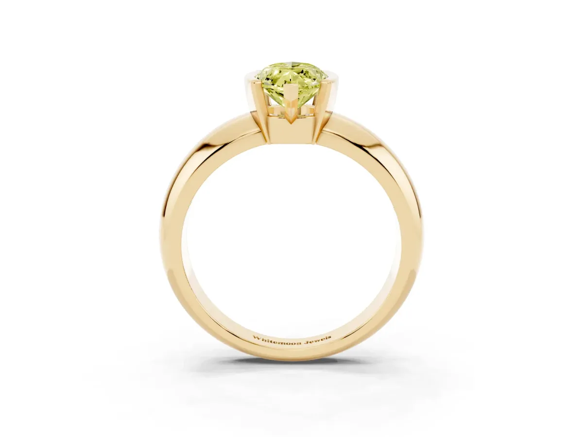 Fancy Yellow Marquise Cut Solitaire Tension Set Diamond Ring with Wide Band Yellow gold