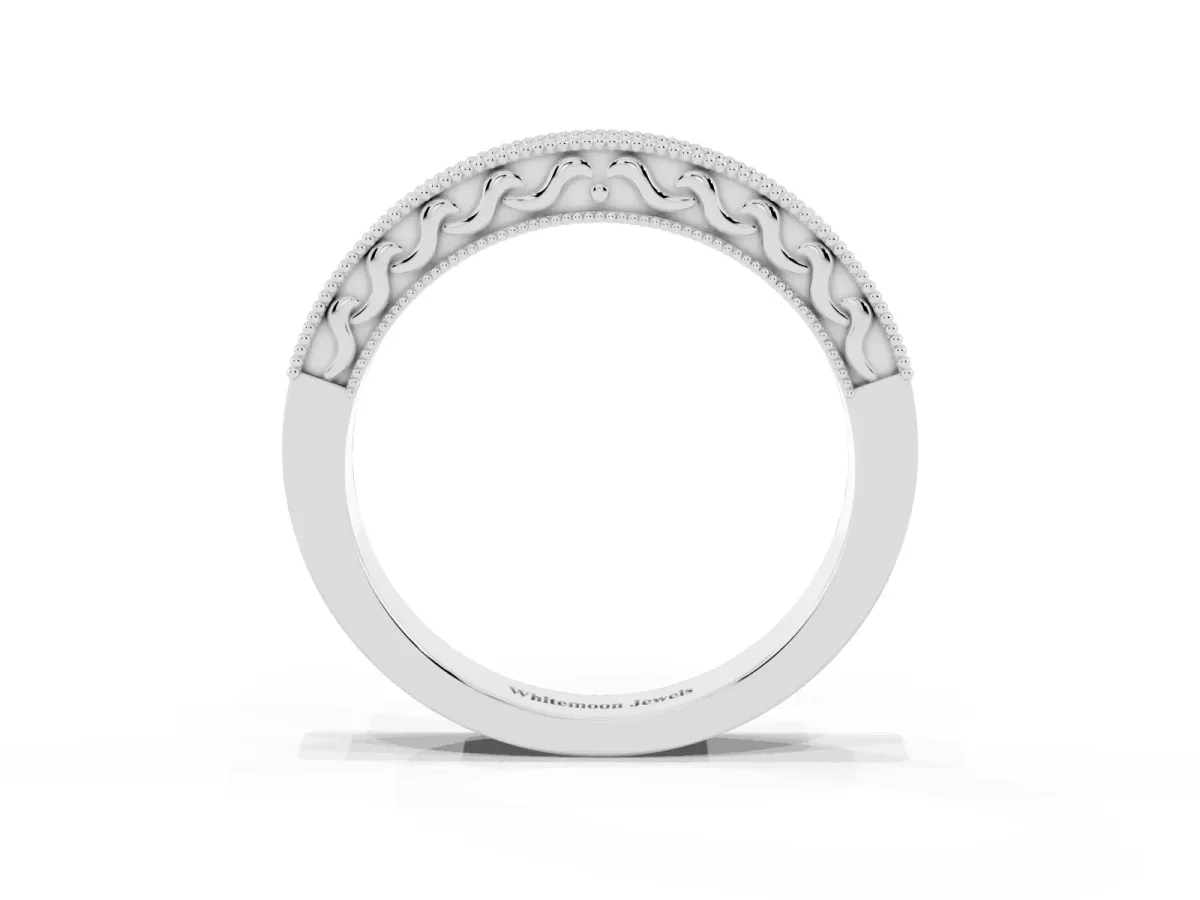 Channel Set Round Diamond Milgrain Edge Eternity Band Platinum