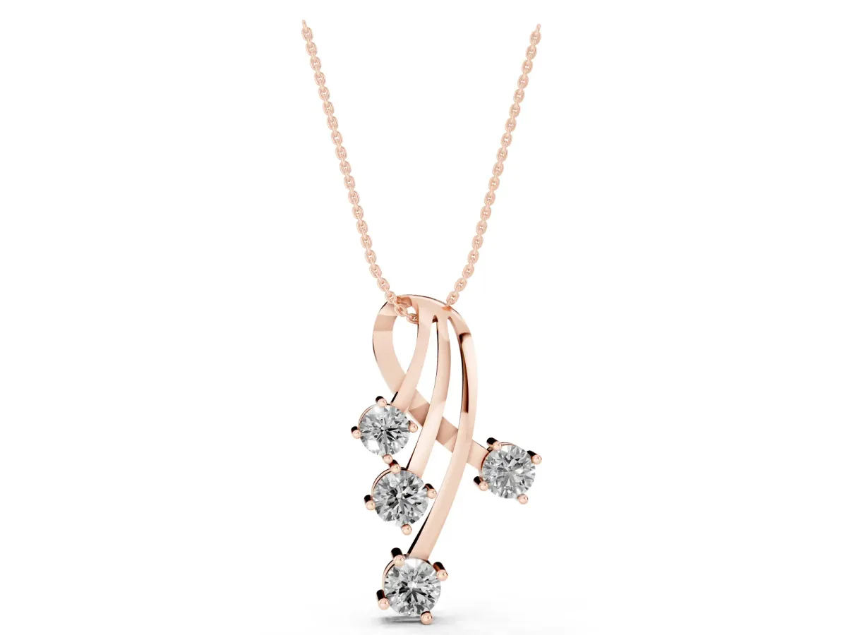 Four-Stone Round Diamond Prong-Set Pendant Rose gold