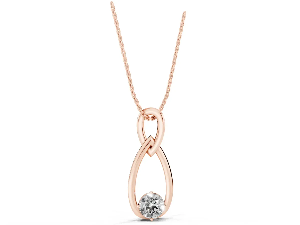 Round Solitaire Bezel Infinity Pendant Rose gold
