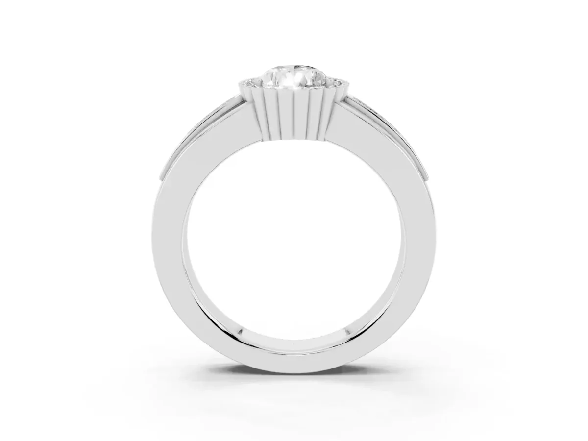Pear Cut Cut Halo Pave Band Four-Prong Ring Silver