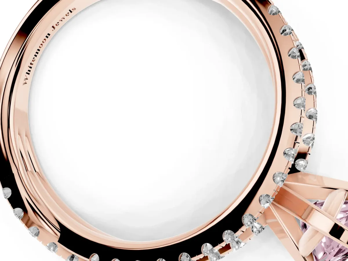 Fancy Pink Marquise Cut Solitaire Twist Band with Pavé Setting and Four-Prong Setting Rose gold