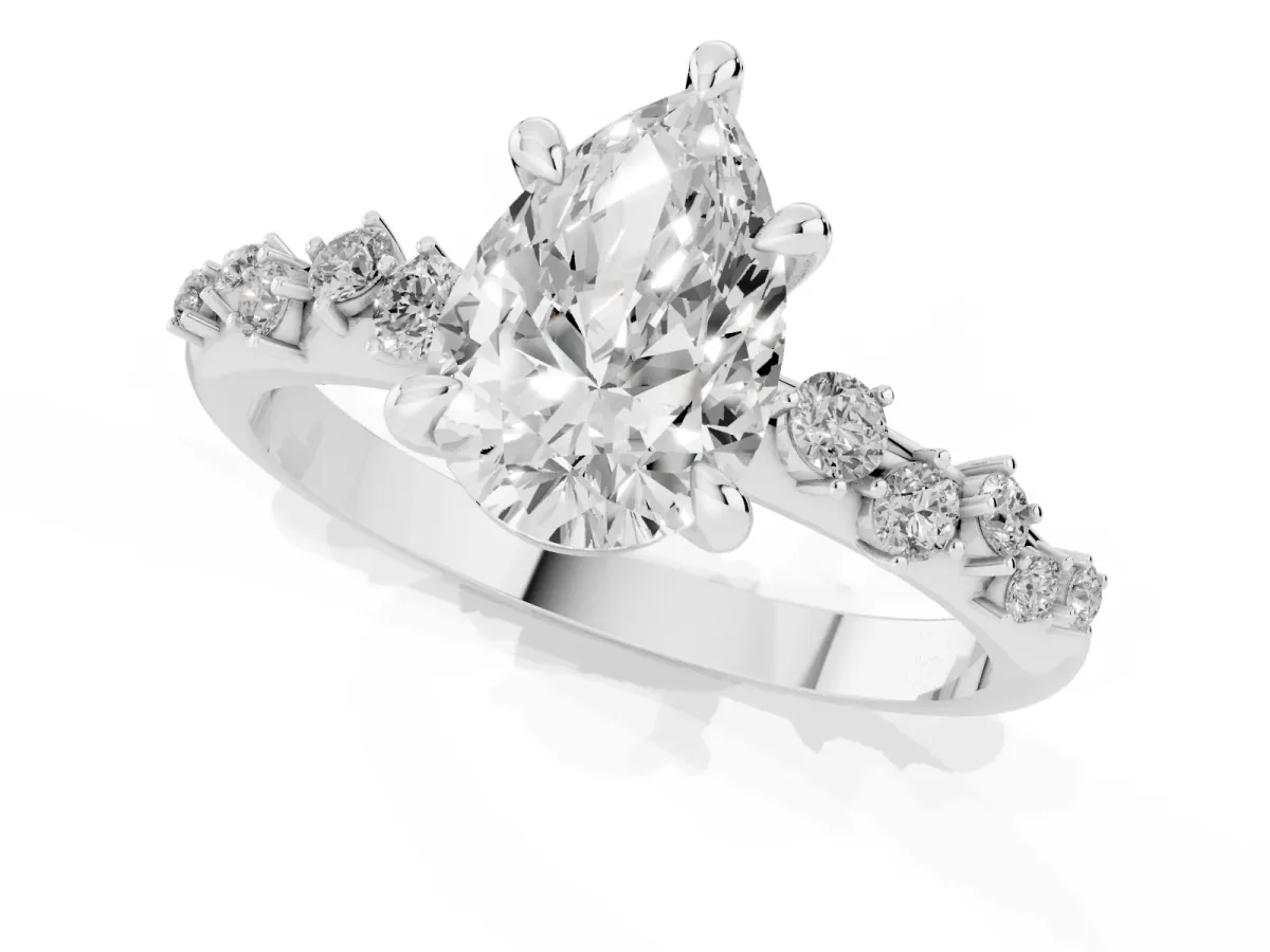 Pear Cut Cut Diamond Vine Band with Four-Prong Setting Silver