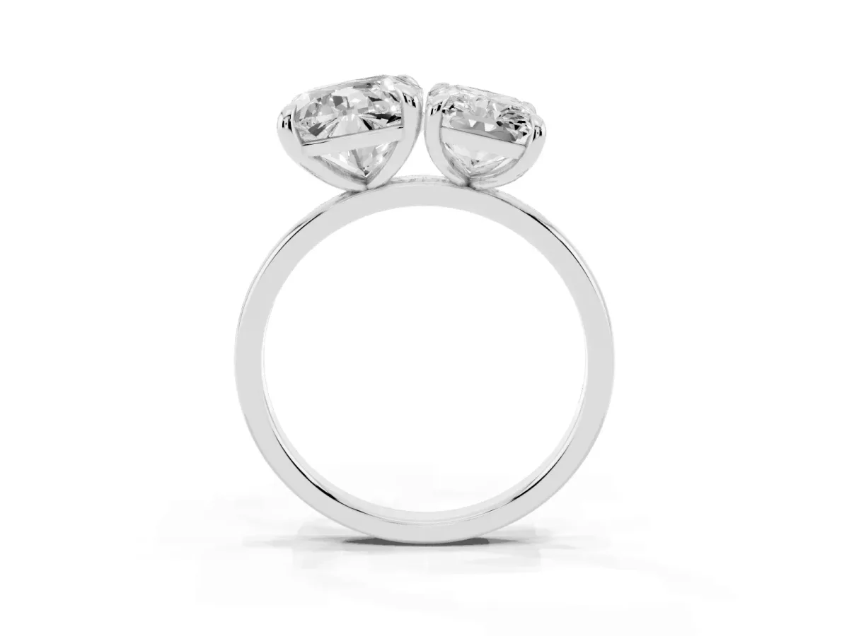 Cushion and Radiant Toi Moi Ring with Prong Setting and Plain Band Silver