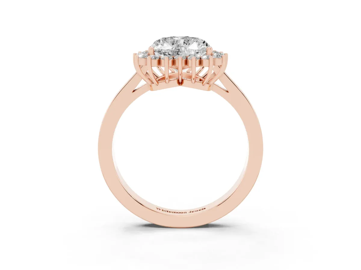 Heart Cut Cut Diamond Halo Ring with Round Brilliant Halo and Solitaire Band Rose gold