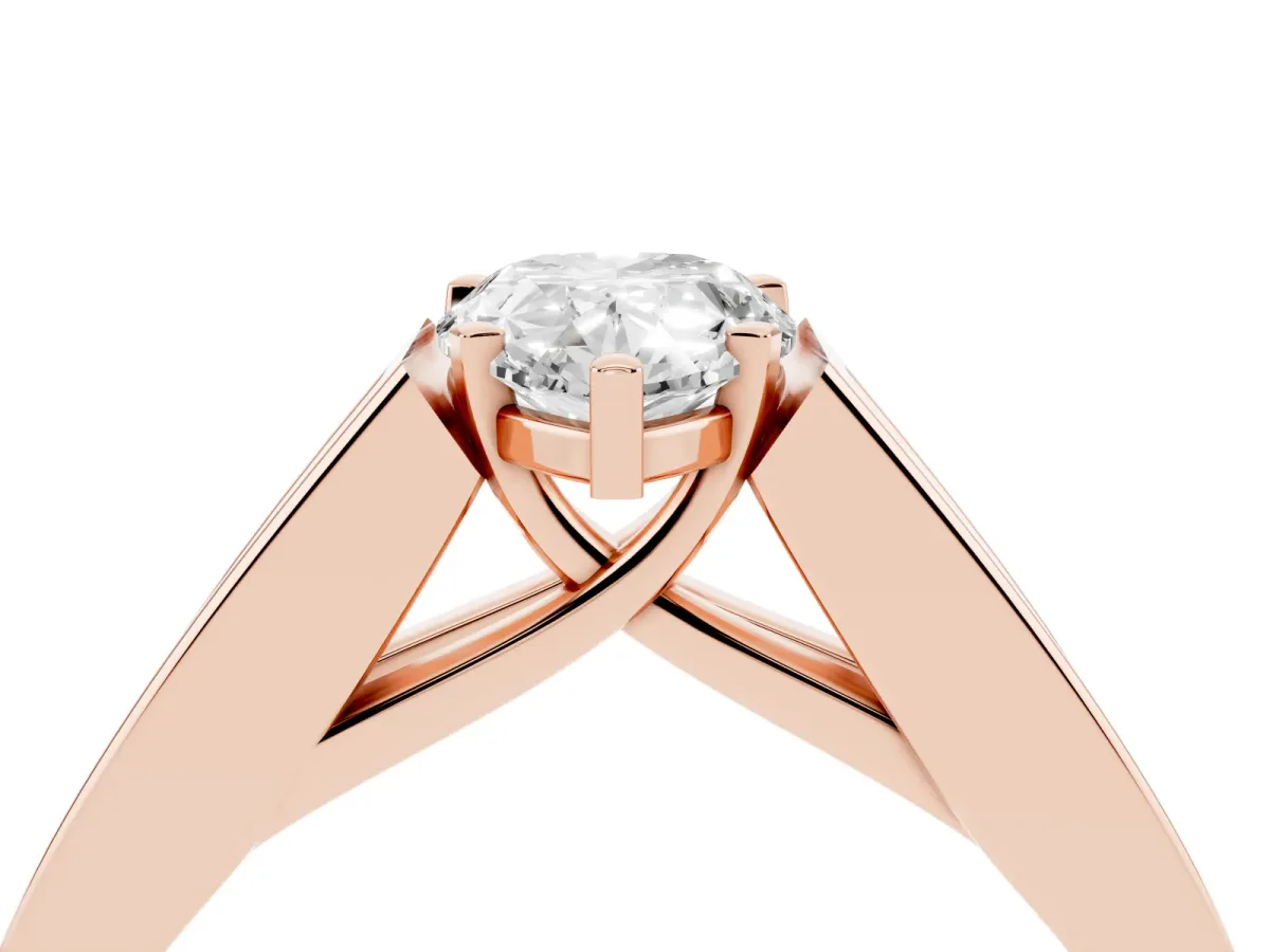 Pear Cut Cut Channel Set Solitaire Ring with Four-Prong Setting Rose gold