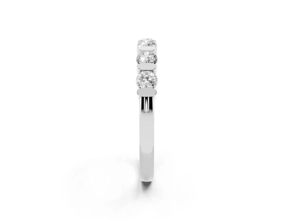 Channel Set Round Diamond Half Eternity Band Silver