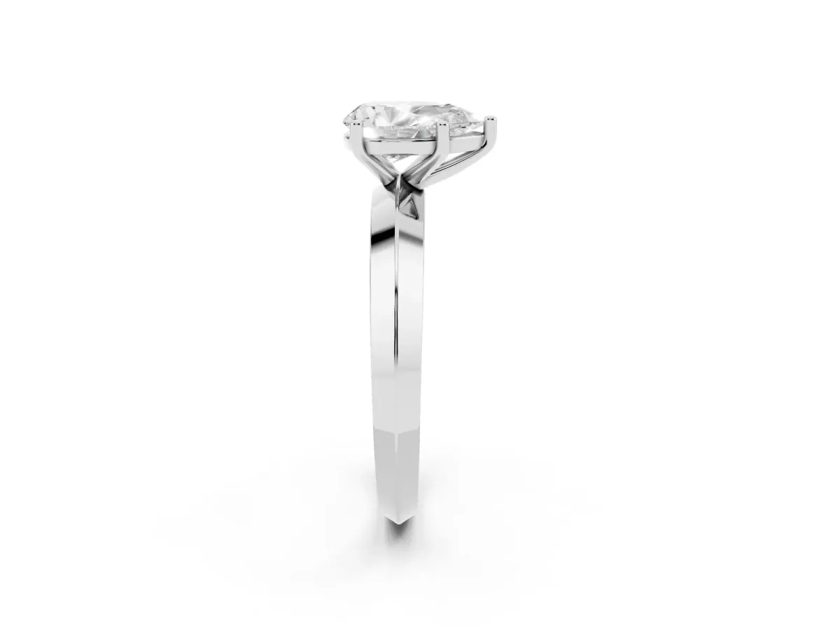 Pear Cut Cut Solitaire Engagement Ring with Flat Band and Four-Prong Setting Platinum