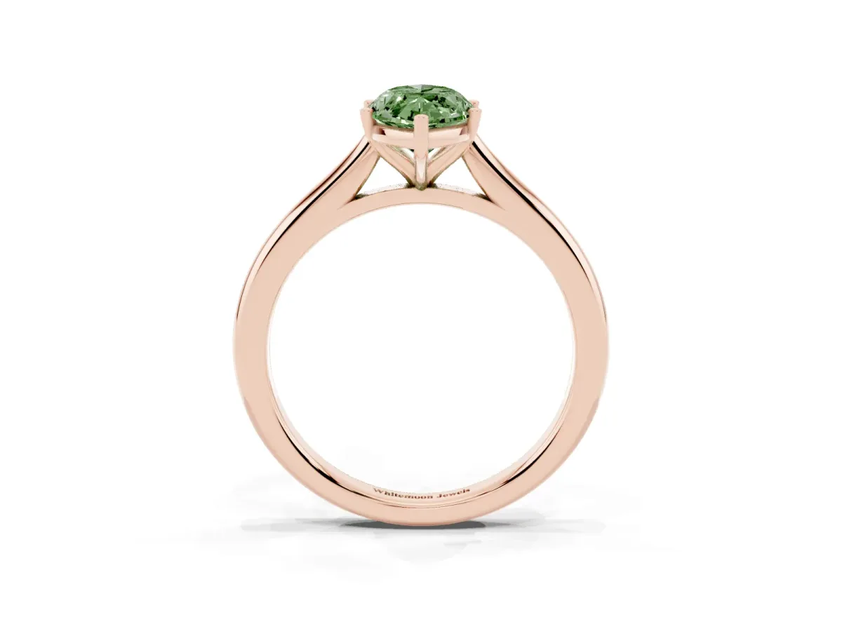 Fancy Green Marquise Cut Cut Solitaire Ring with Cathedral Band and Four-Prong Setting Rose gold
