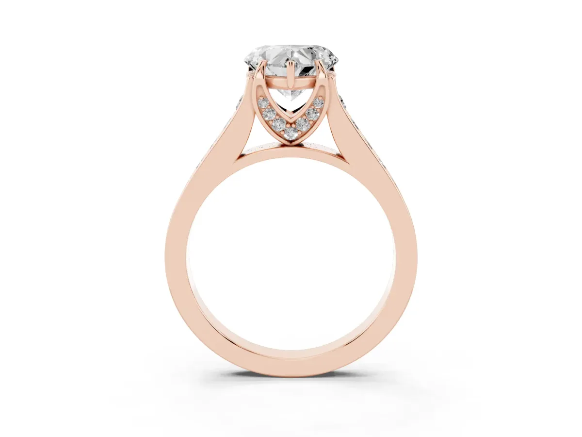 Heart Cut Brilliant Cut Diamond Engagement Ring with Pavé Band and Four-Prong Setting Rose gold