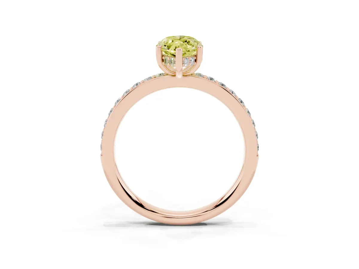 Fancy Yellow Marquise Cut Cut Diamond Pavé Band Ring with Four-Prong Setting Rose gold