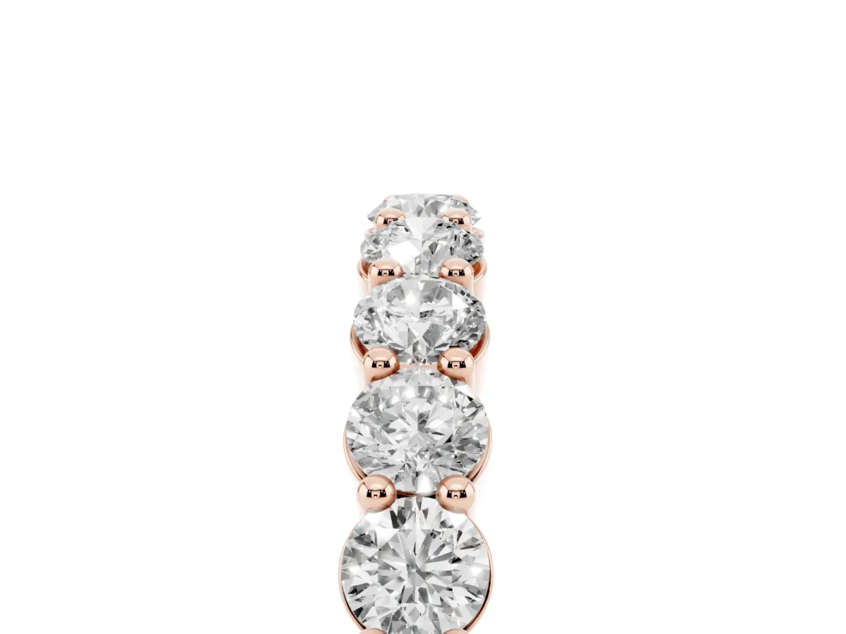 Round Diamond Half Eternity Band with Prong Setting Rose gold