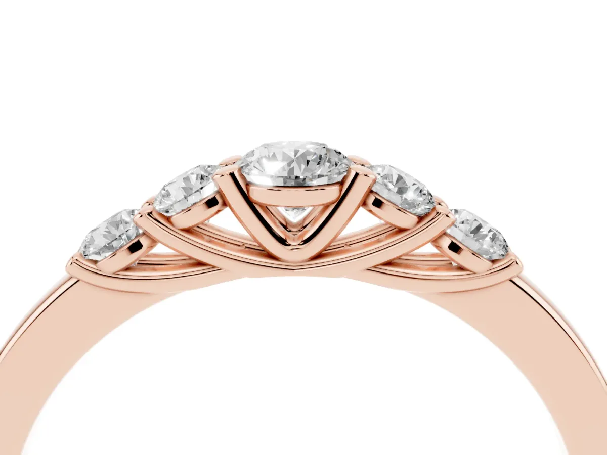 Five-Stone Round Diamond Prong Set Half Eternity Band Rose gold