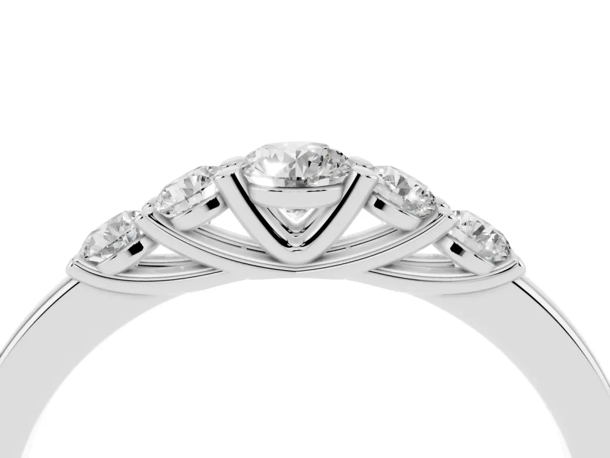 Five-Stone Round Diamond Prong Set Half Eternity Band Silver