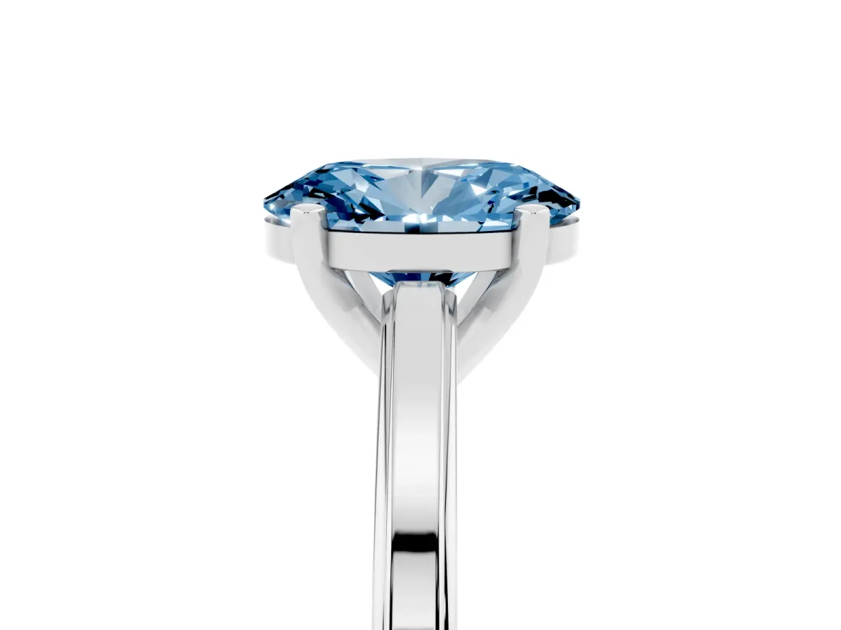 Fancy Blue Oval Cut Solitaire Diamond Ring with Four-Prong Setting and Classic Band White gold