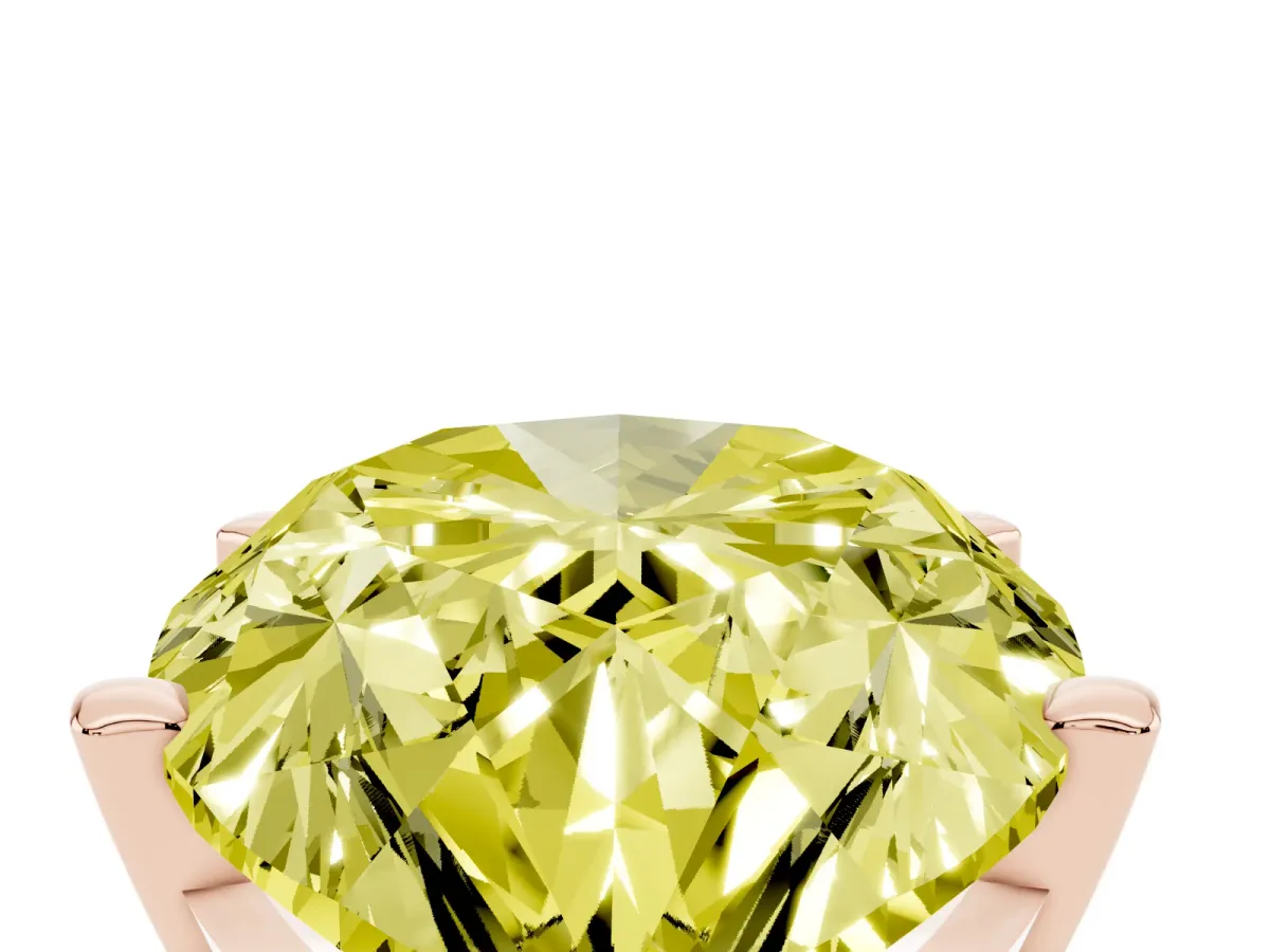 Fancy Yellow Pear Cut Diamond Solitaire Ring with Prong Setting and Classic Band Rose gold