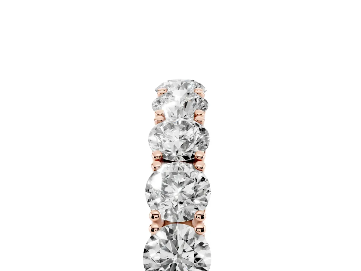 Round Diamond Eternity Band with Pavé Setting and Shared Prong Rose gold