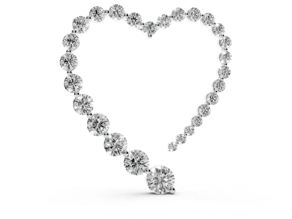Round Diamond Heart Pendant with Prong Setting White gold