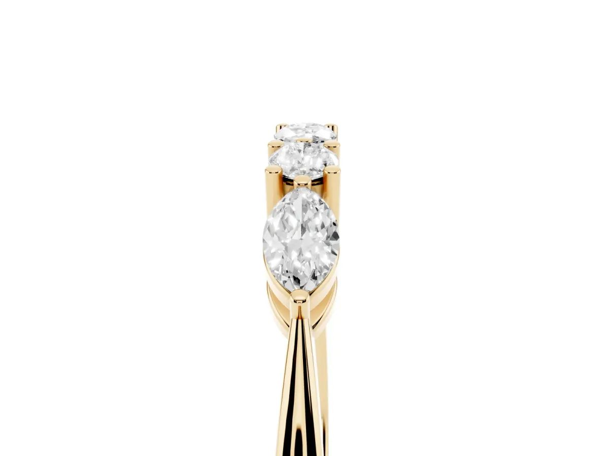 Prong Set Round Diamond Half-Eternity Band Yellow gold