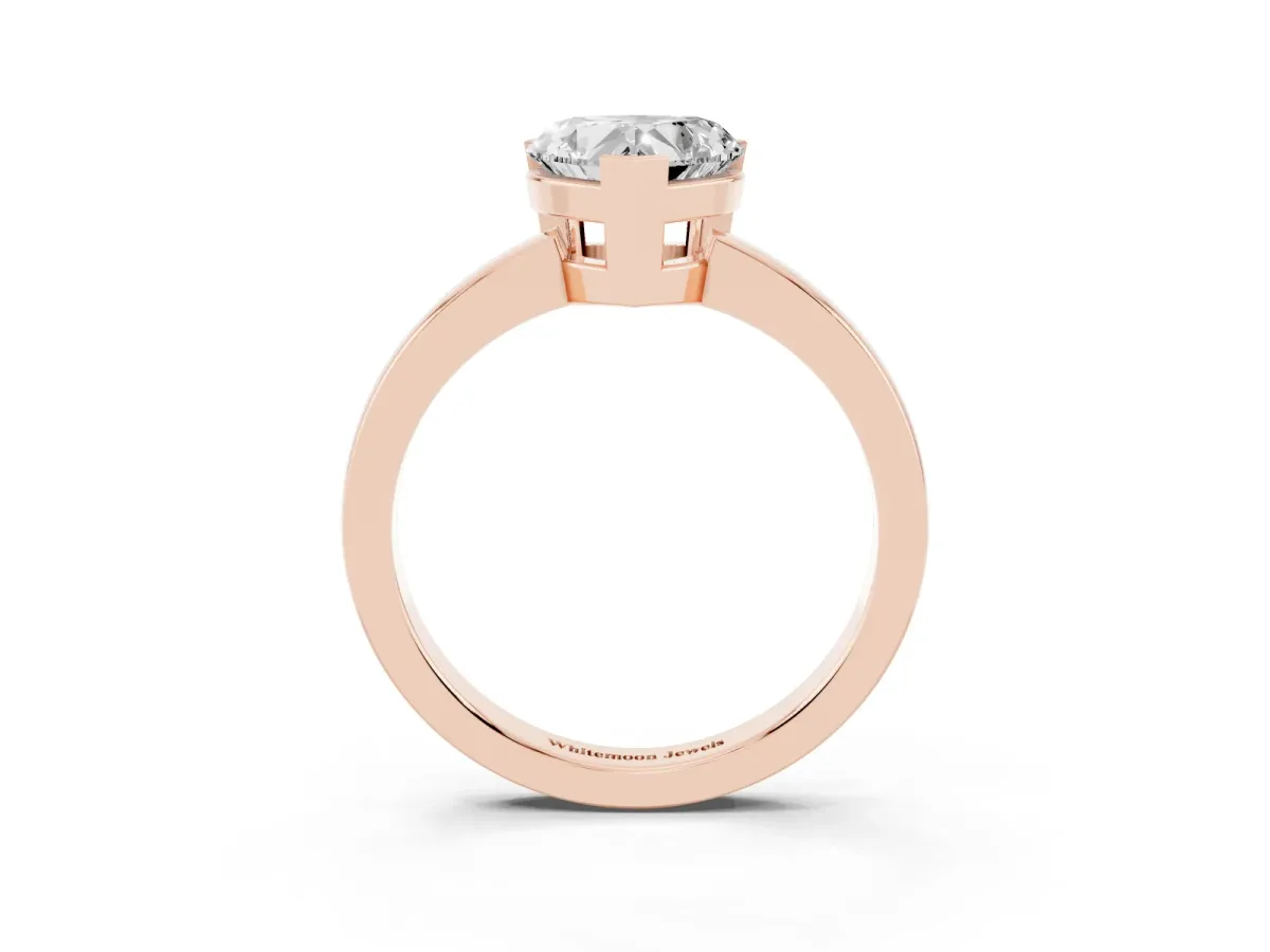 Heart Cut Cut Solitaire Ring with Four-Prong Setting and Classic Band Rose gold