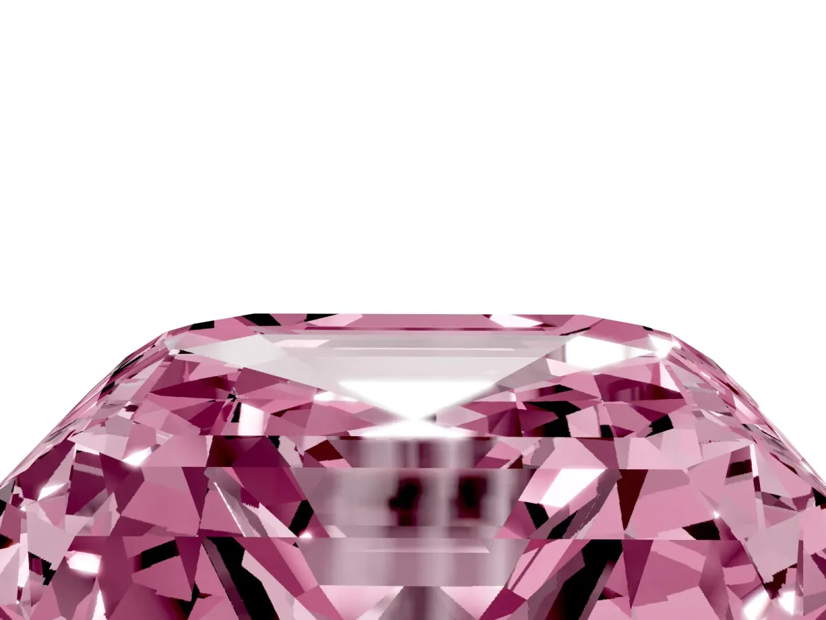 Fancy Pink Asscher Cut Halo Diamond Ring with Milgrain Edge and Round Prong Setting Yellow gold