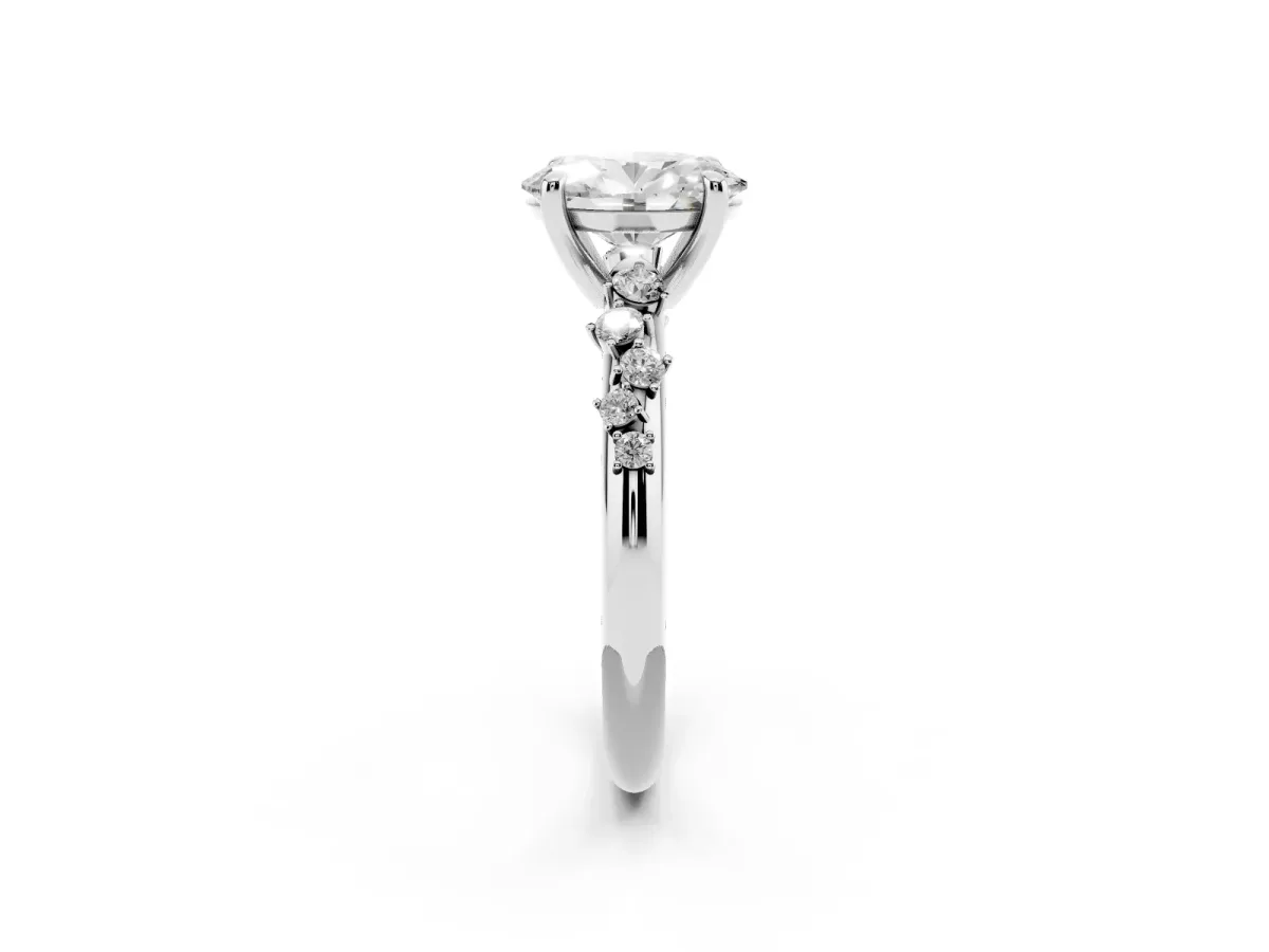 Oval Cut Cut Diamond Vine Band with Four-Prong Setting Silver