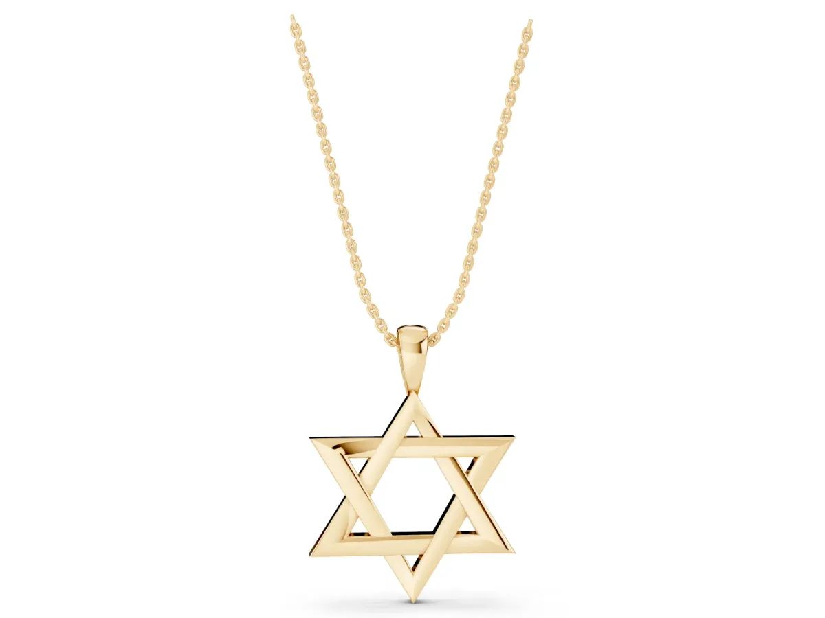 Silver Star of David Pendant Yellow gold