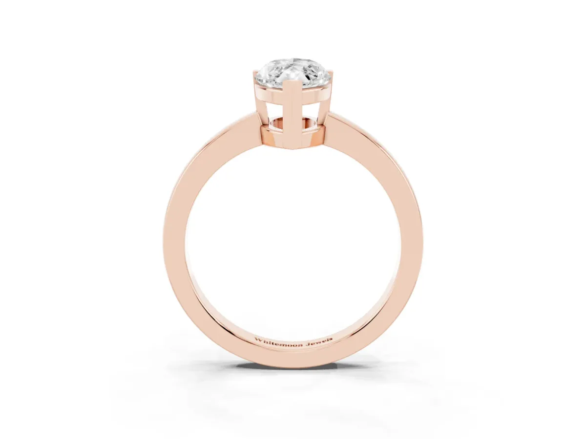 Marquise Cut Cut Solitaire Ring with Four-Prong Setting and Classic Band Rose gold