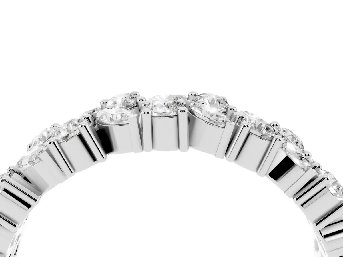 Pave Marquise and Round Diamond Eternity Band with Prong Setting Silver