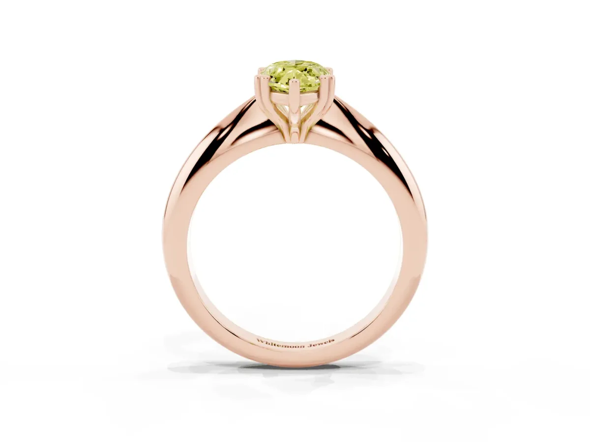 Fancy Yellow Marquise Cut Cut Solitaire Engagement Ring with Tapered Band and Four-Prong Setting Rose gold