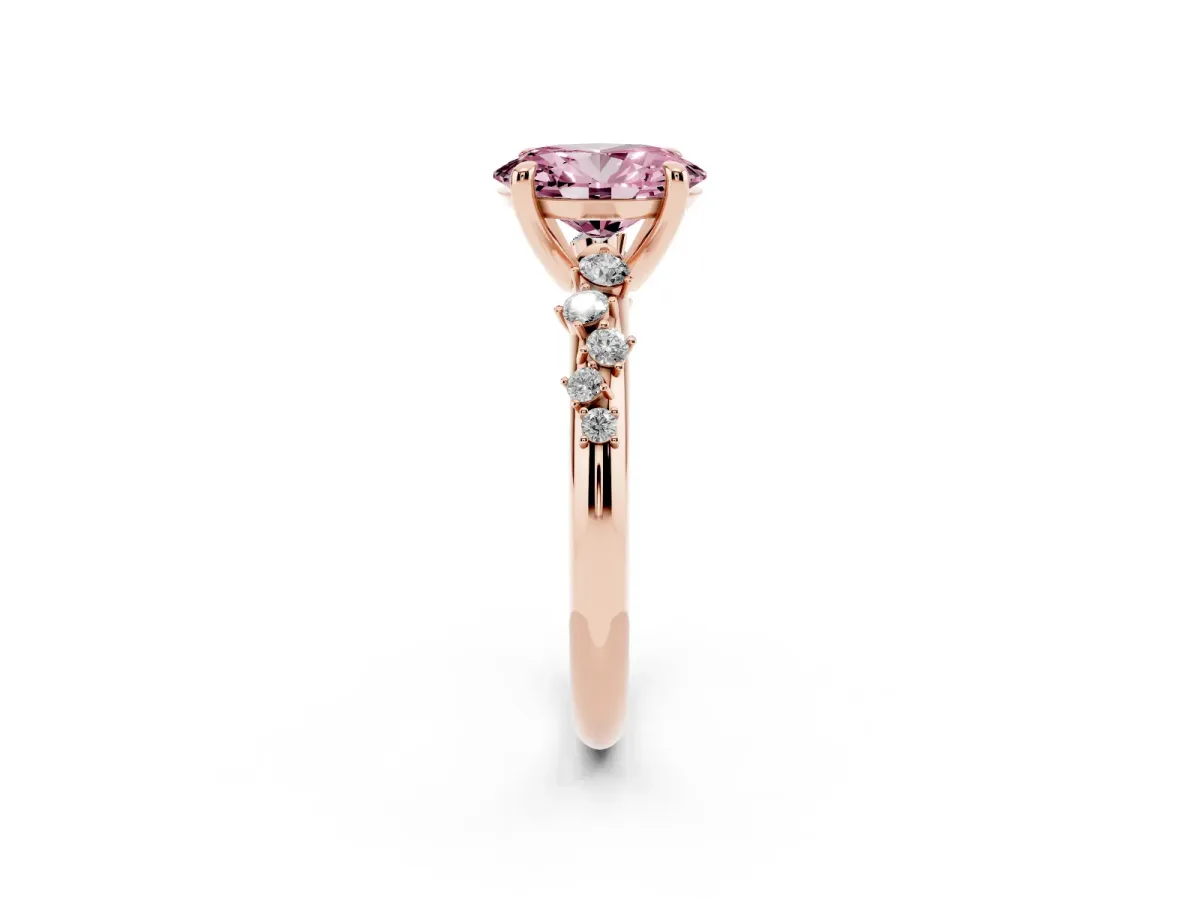 Fancy Pink Oval Cut Cut Diamond Vine Band with Four-Prong Setting Rose gold