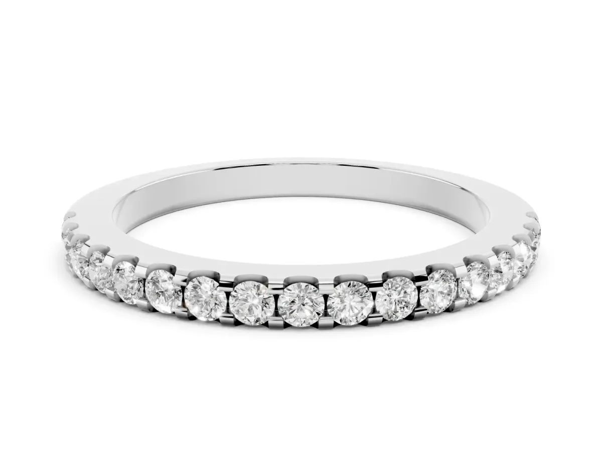 Round Diamond Pavé Eternity Band with Micro Prong Setting Silver