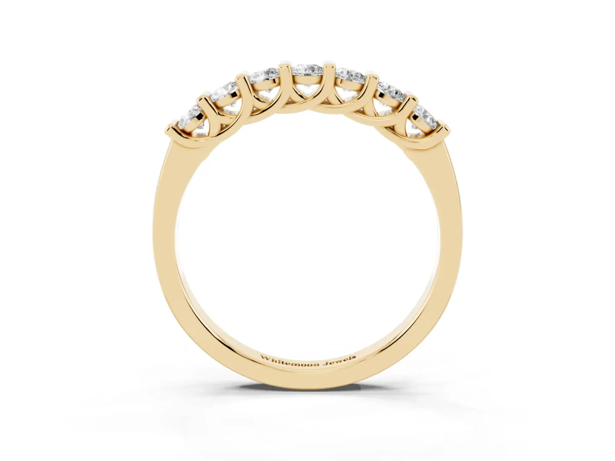 Channel-Set Round Diamond Half-Eternity Band Yellow gold