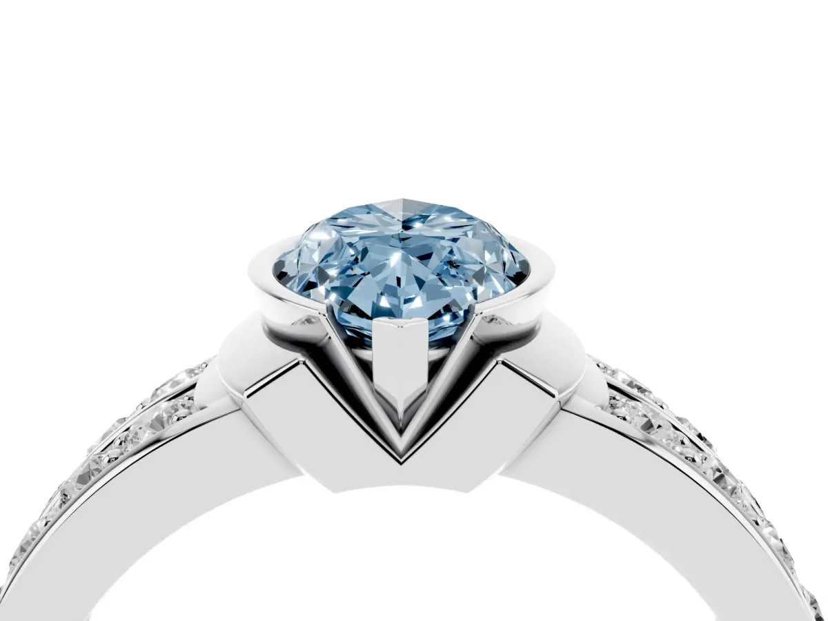 Fancy Blue Marquise Cut Brilliant Diamond Channel Set Wide Band Ring with Bezel Setting Platinum
