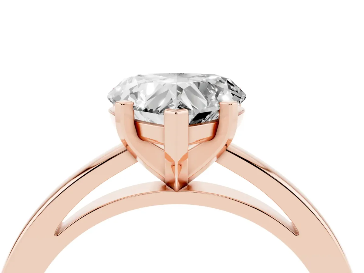 Heart Cut Solitaire Diamond Engagement Ring with Four-Prong Setting on a Classic Band Rose gold