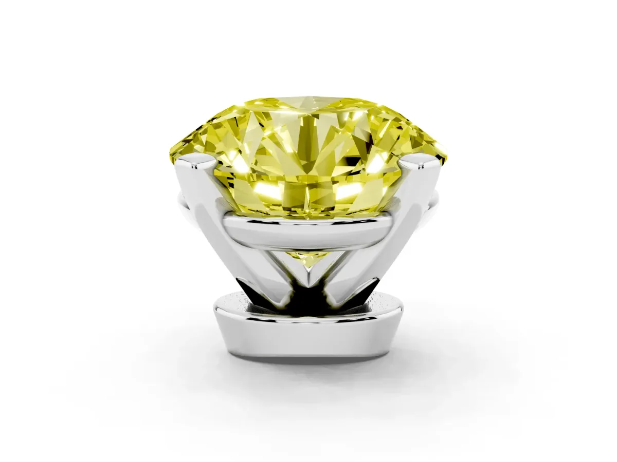Fancy Yellow Round Cut Diamond Solitaire Ring with Prong Setting and Classic Band White gold