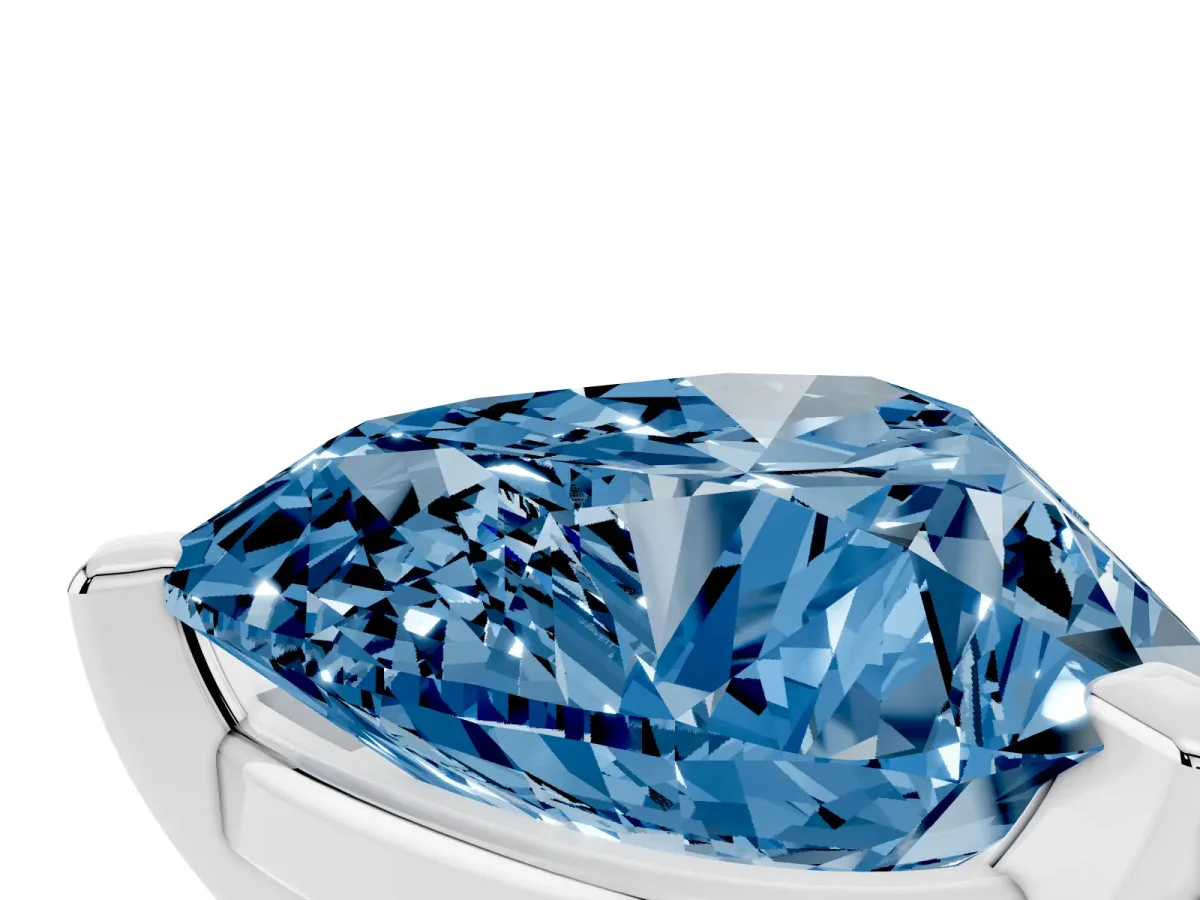 Fancy Blue Heart Cut Diamond Solitaire Ring with Prong Setting and Classic Band Platinum