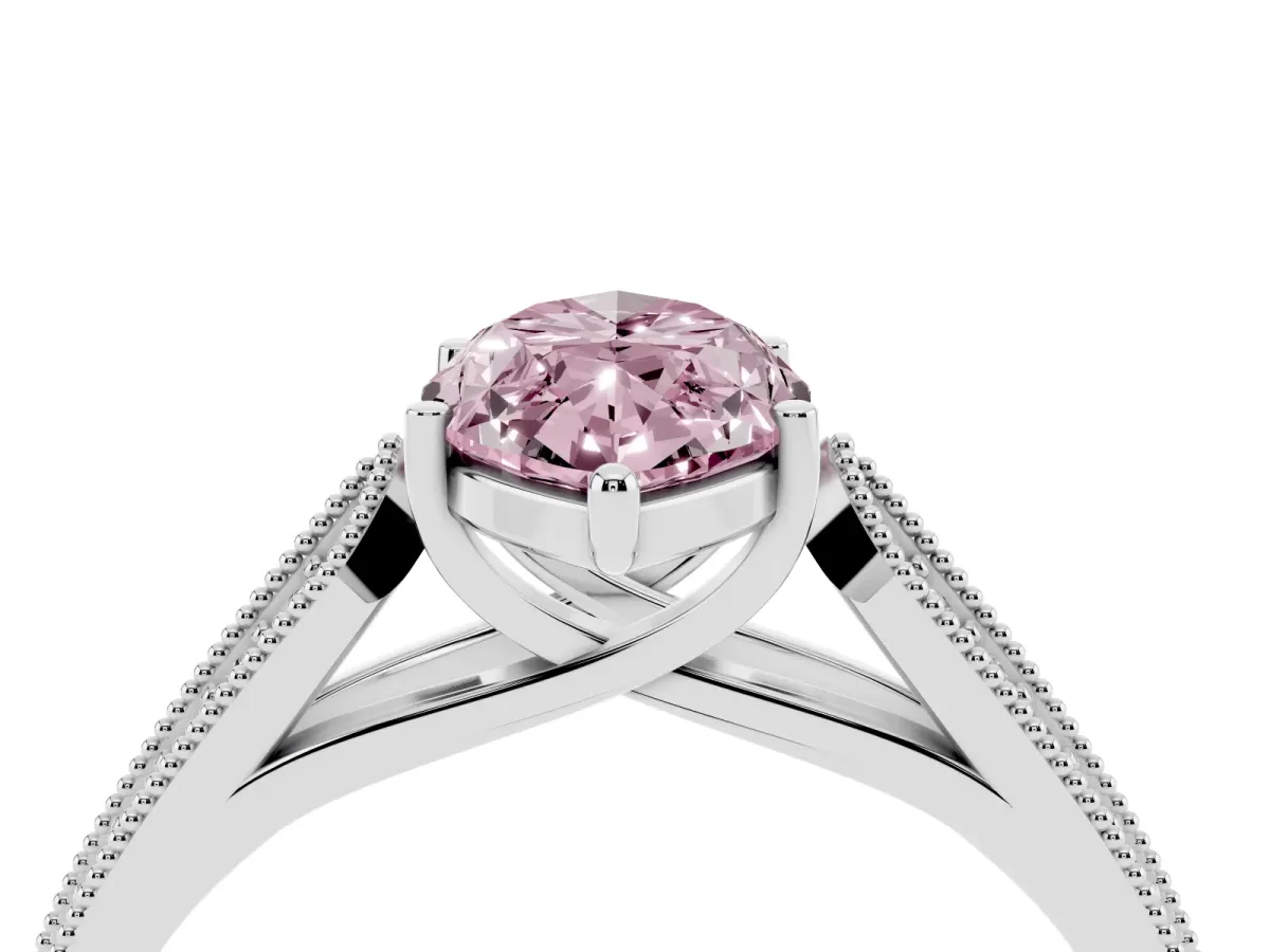 Fancy Pink Marquise Cut Cut Pave Split Shank Engagement Ring with Four-Prong Setting White gold