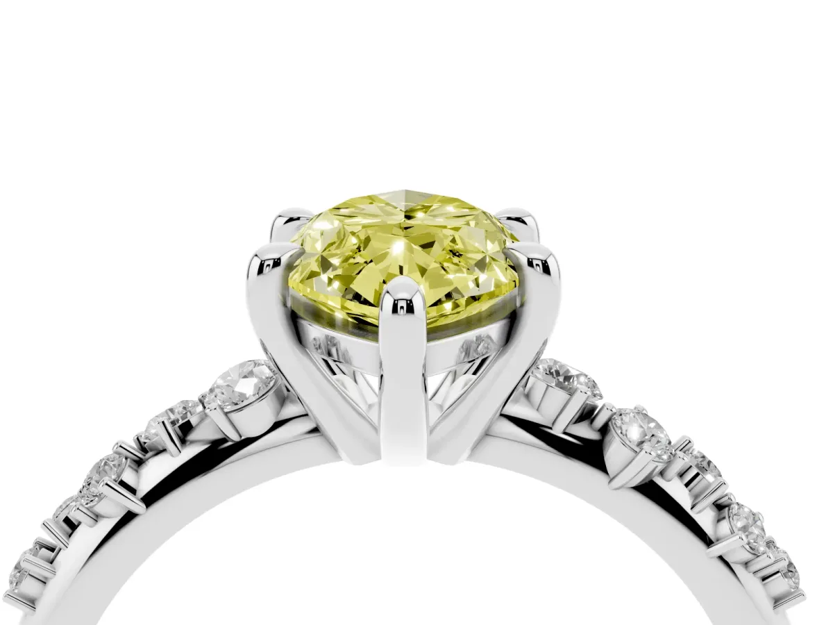 Fancy Yellow Marquise Cut Cut Diamond Vine Band with Four-Prong Setting Silver