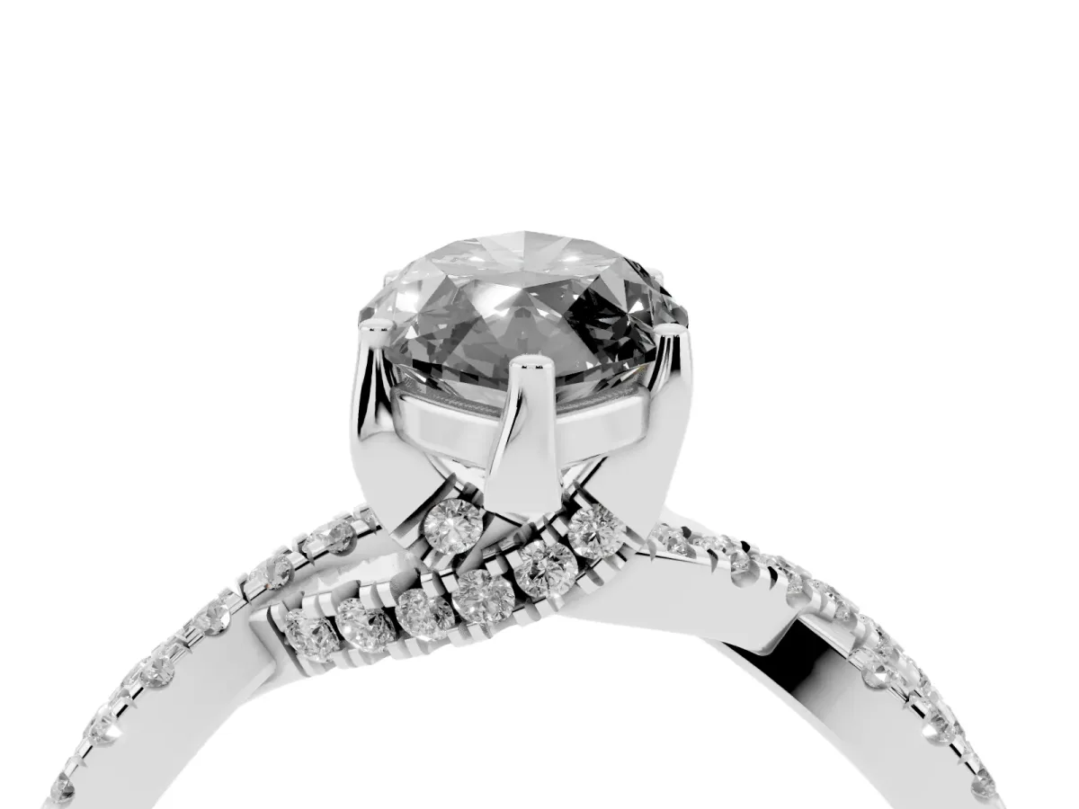 Fancy Black Marquise Cut Solitaire Twist Pave Diamond Engagement Ring with Prong Setting Silver