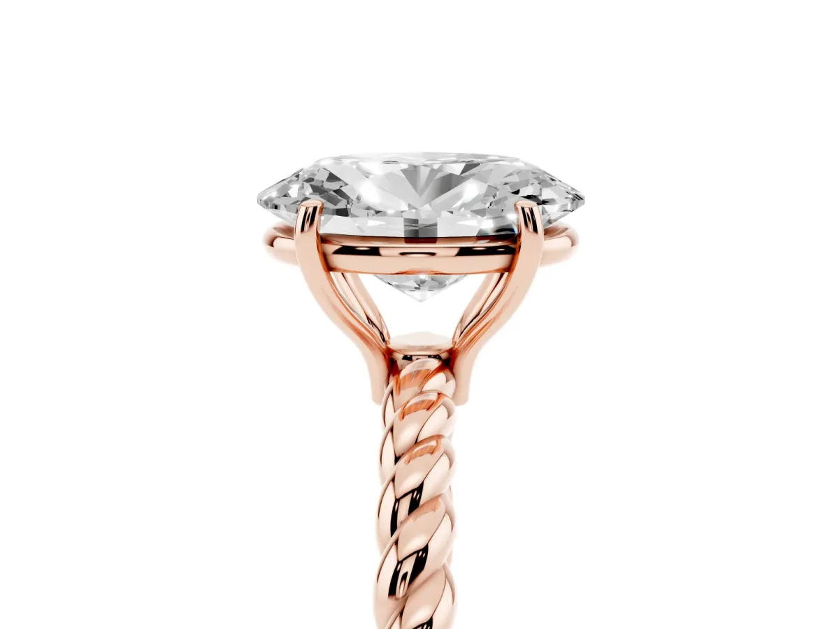 Oval Cut Solitaire Twisted Band 4-Prong Ring Rose gold