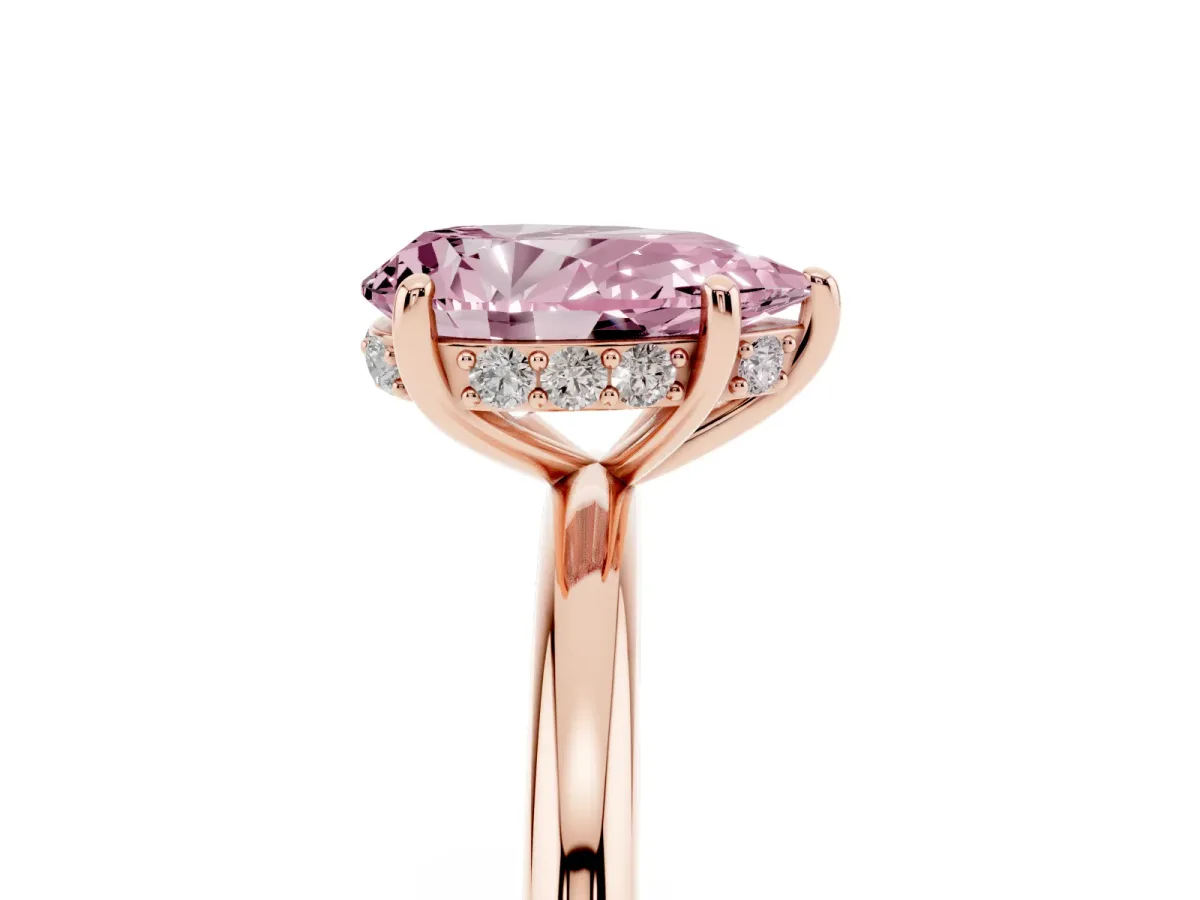Fancy Pink Pear Cut Solitaire Diamond Ring with a Classic Band and Four-Prong Setting Rose gold