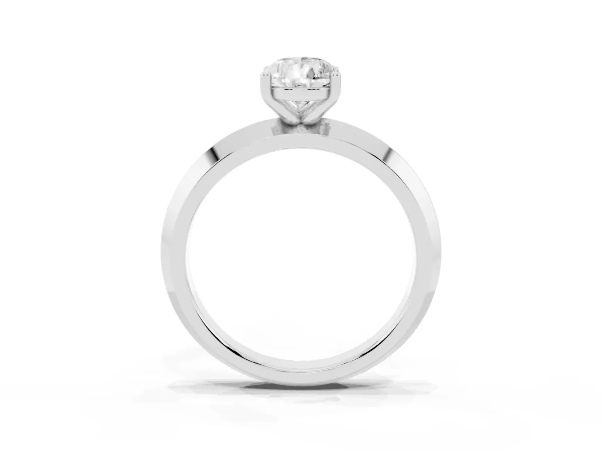 Pear Cut Cut Solitaire Engagement Ring with Flat Band and Four-Prong Setting Platinum