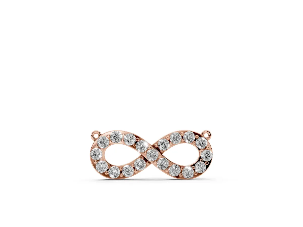 Infinity Pendant with Round Cut Diamonds in Pavé Setting Rose gold