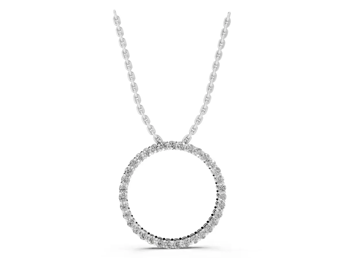 Round Diamond Prong-Set Eternity Pendant Silver