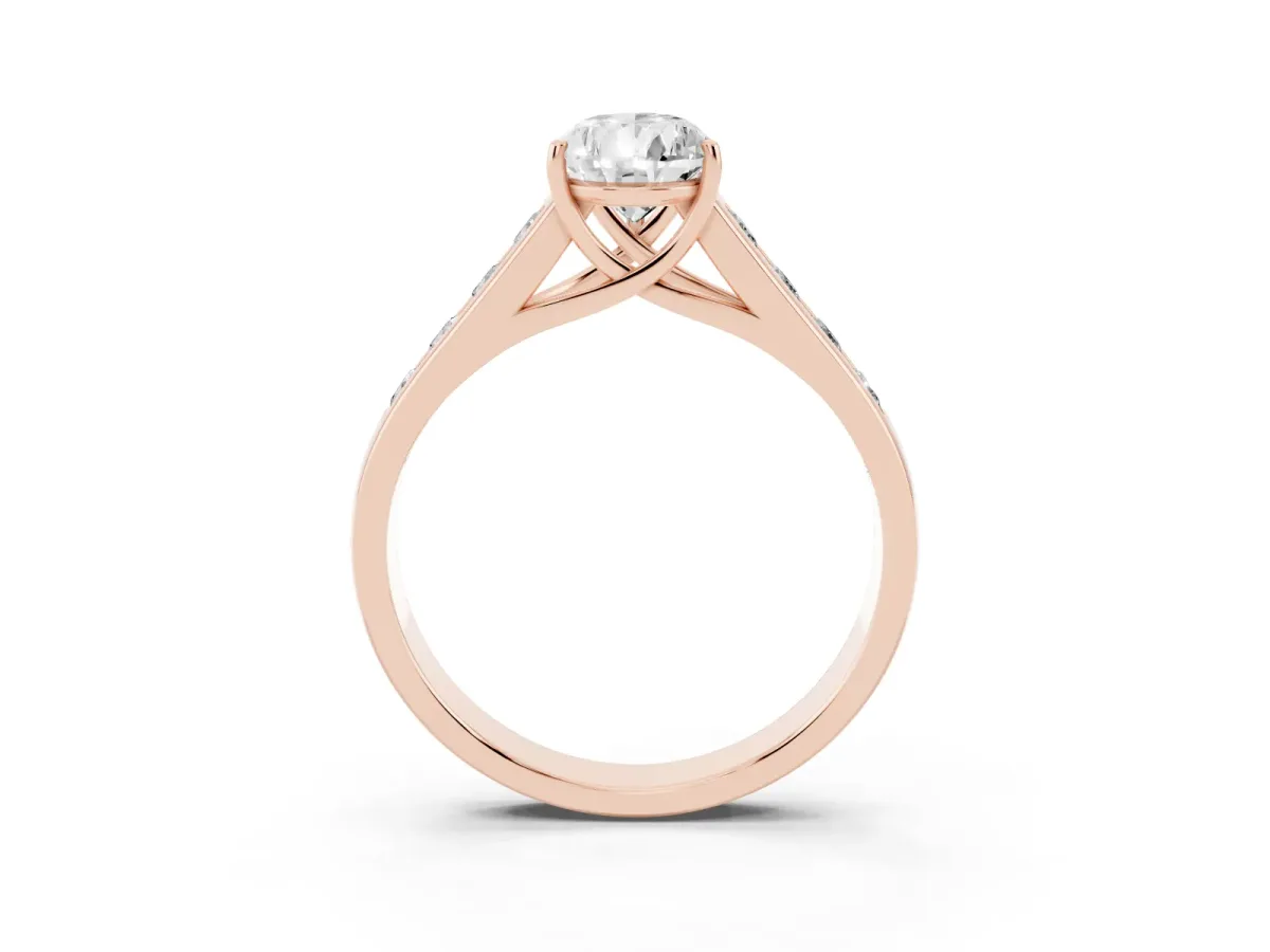 Pear Cut Brilliant Channel-Set Solitaire Ring with Four-Prong Setting Rose gold