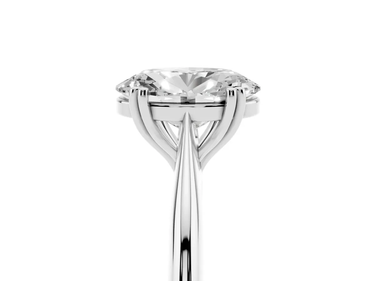 Oval Cut Solitaire Diamond Ring with Six-Prong Setting and Classic Band Silver